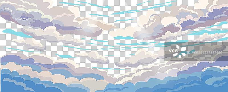 卡通风格的蓝天与云朵图片素材