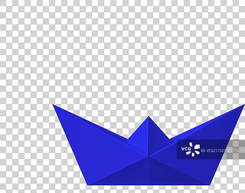 逼真的细致3D蓝色折纸船图片素材