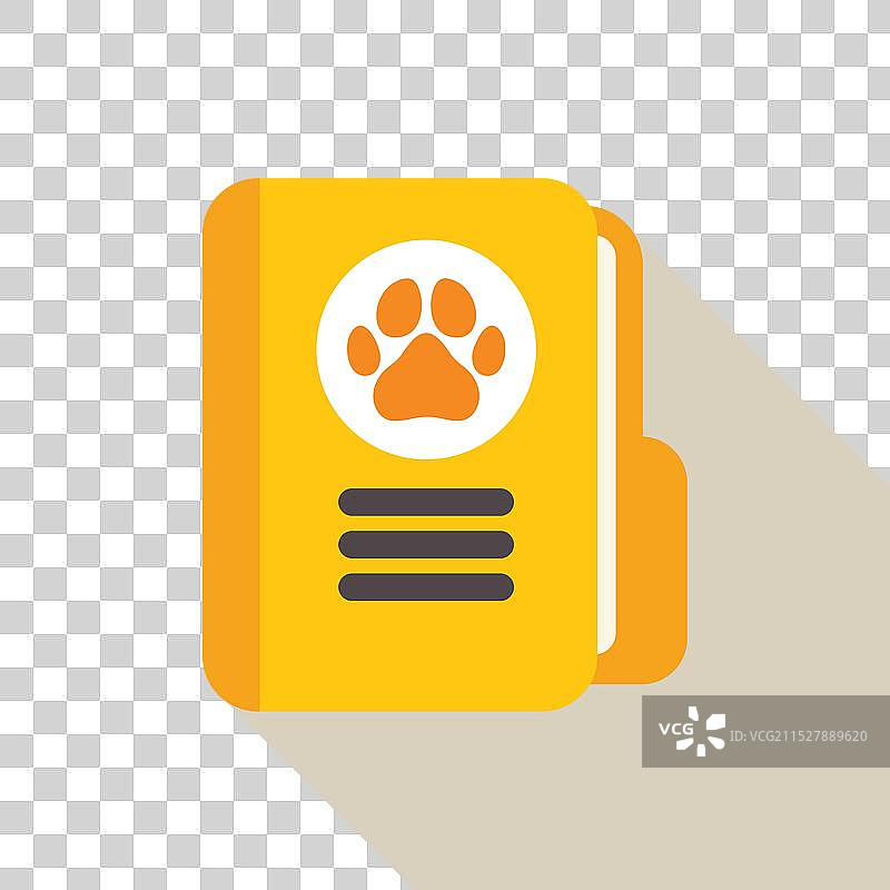 黄色宠物护照，带有橙色爪印图标图片素材