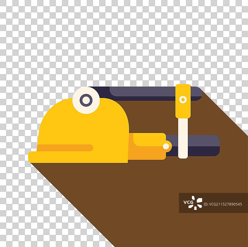 穿着黄色安全帽的液压冲孔机图片素材