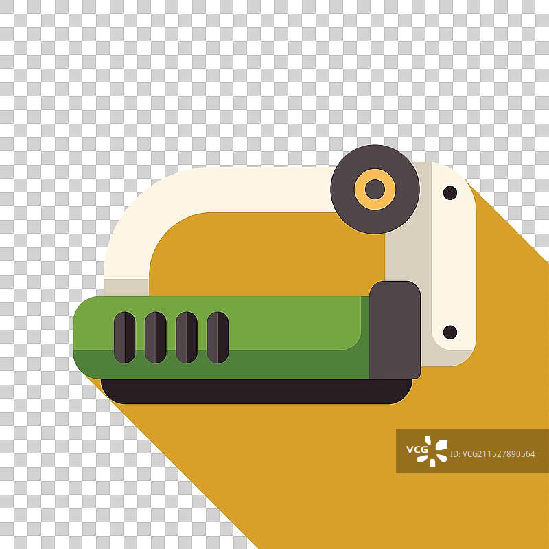 绿色电动曲线锯与电线放在黄色背景上图片素材