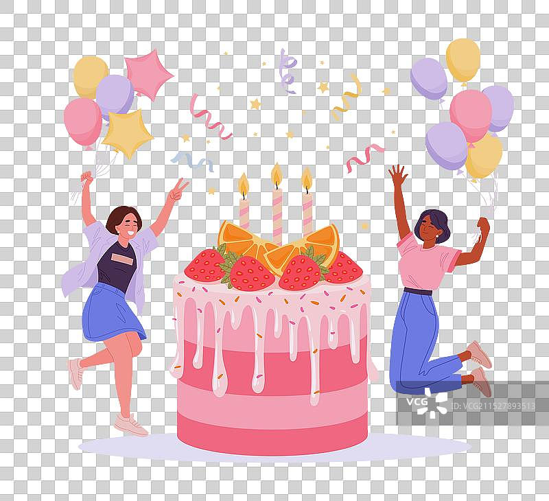 女孩们庆祝生日派对，快乐的女性图片素材