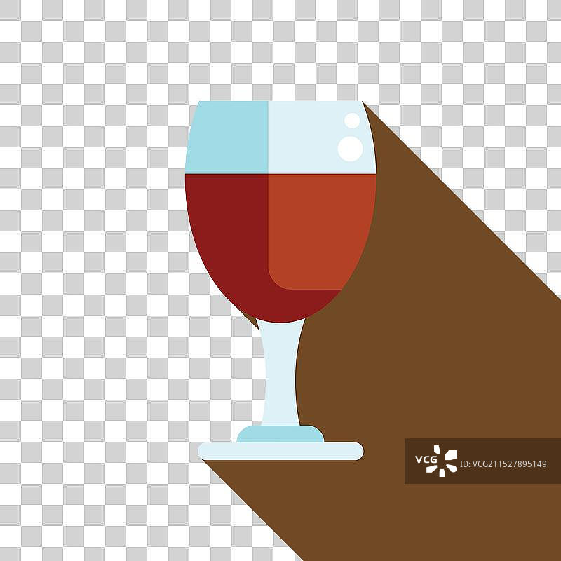 红酒杯上放着红酒，背景为棕色。图片素材