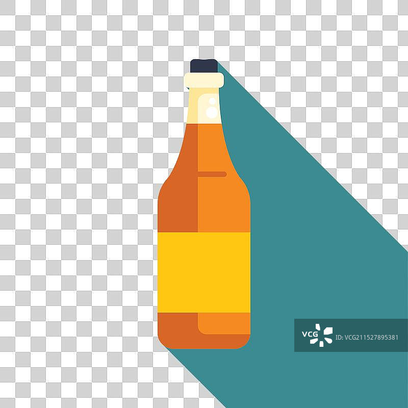 一瓶带空标签的啤酒玻璃瓶正竖立着图片素材