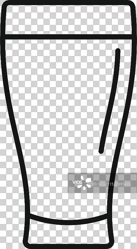 空啤酒杯图标，象征着清爽和酒吧氛围图片素材