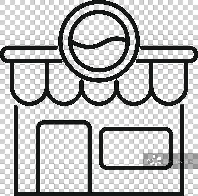 咖啡店建筑外立面与遮阳篷图标图片素材