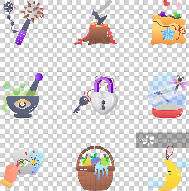 幻想世界平面图标集图片素材