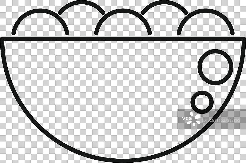 半圆形碗与食物图标轮廓风格图片素材