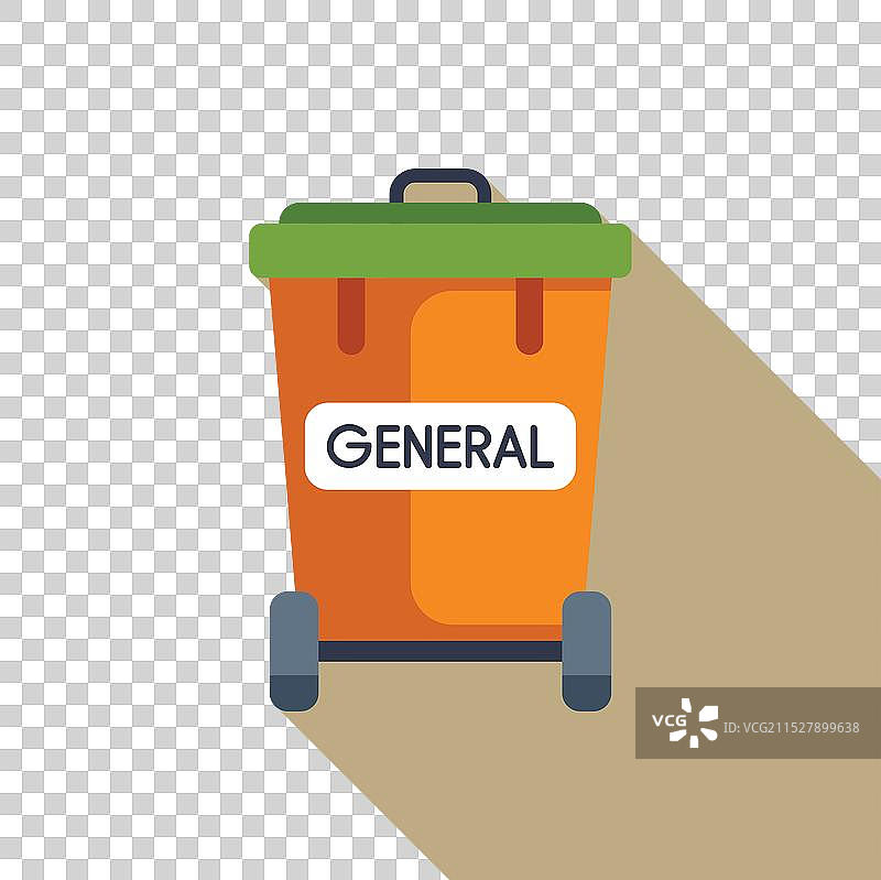 带绿色盖子的普通垃圾轮式垃圾桶图片素材