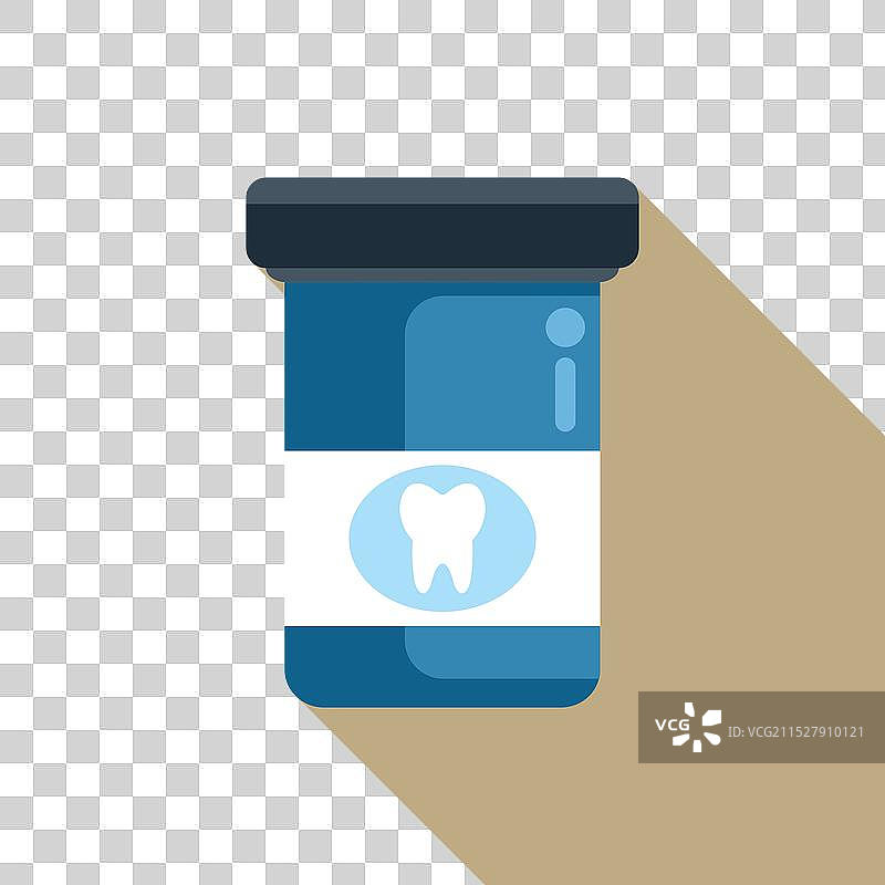 带有牙齿标志的蓝色药瓶图片素材