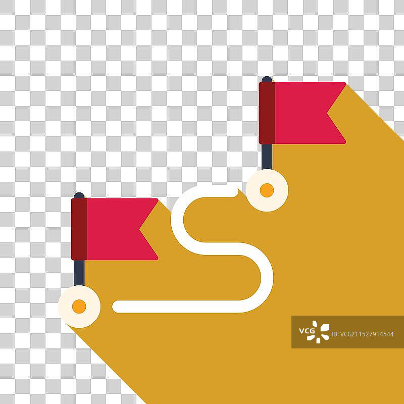 通往成功的蜿蜒道路上插着红色旗帜图片素材