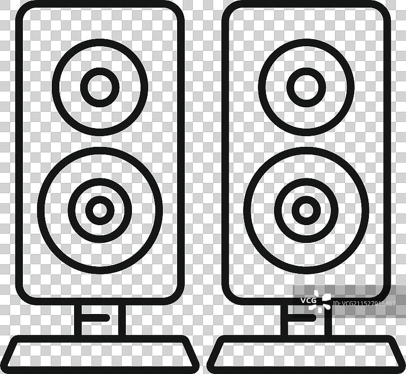 一对立在支架上的音响扬声器排列整齐图片素材