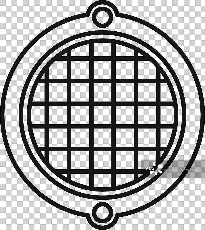 圆形金属格栅上有方形孔正在被使用。图片素材