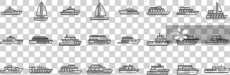 奢华旅行船只图标集合图片素材