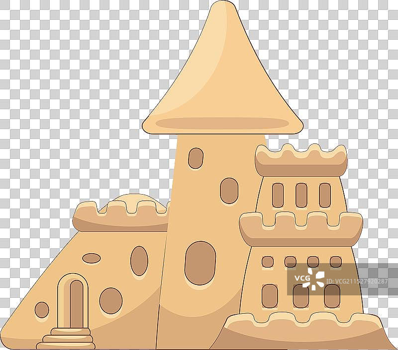 阳光明媚的日子里，海滩上矗立着一座巨大的沙堡图片素材