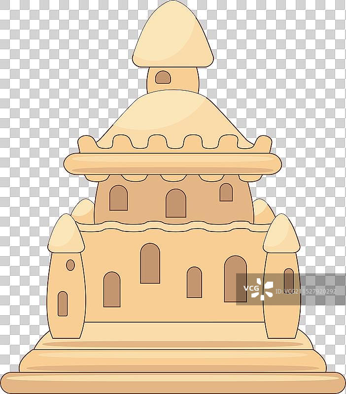 高高耸立的沙堡，背景为白色图片素材