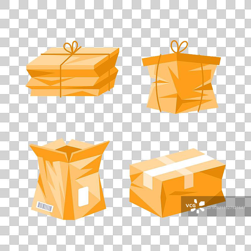 不同状态的纸箱展示图片素材