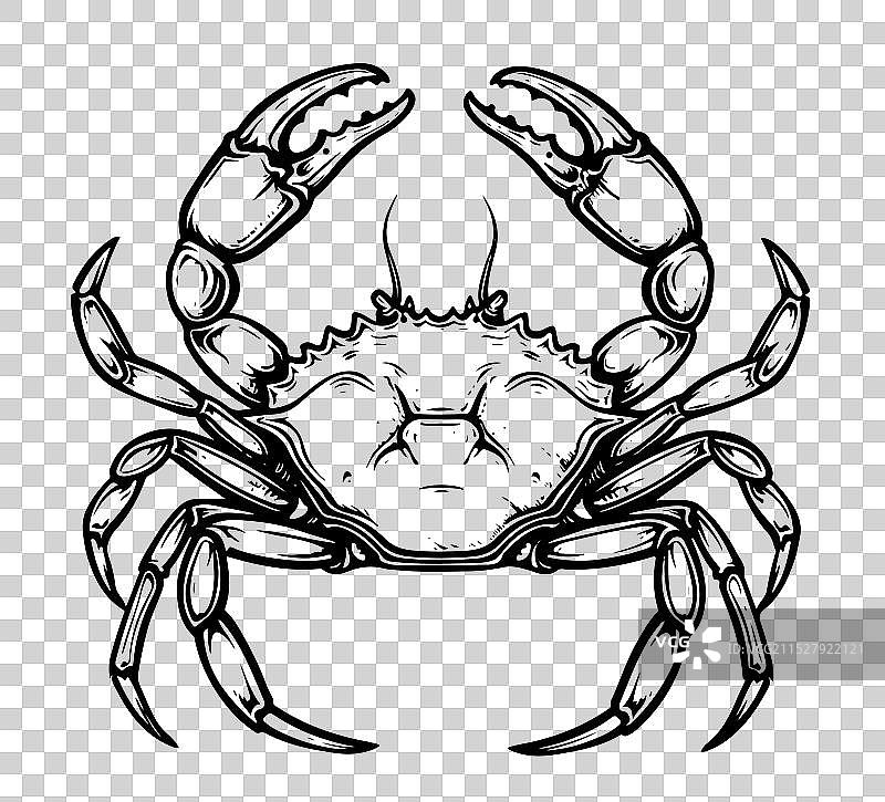 黑色线条设计的螃蟹图标图片素材