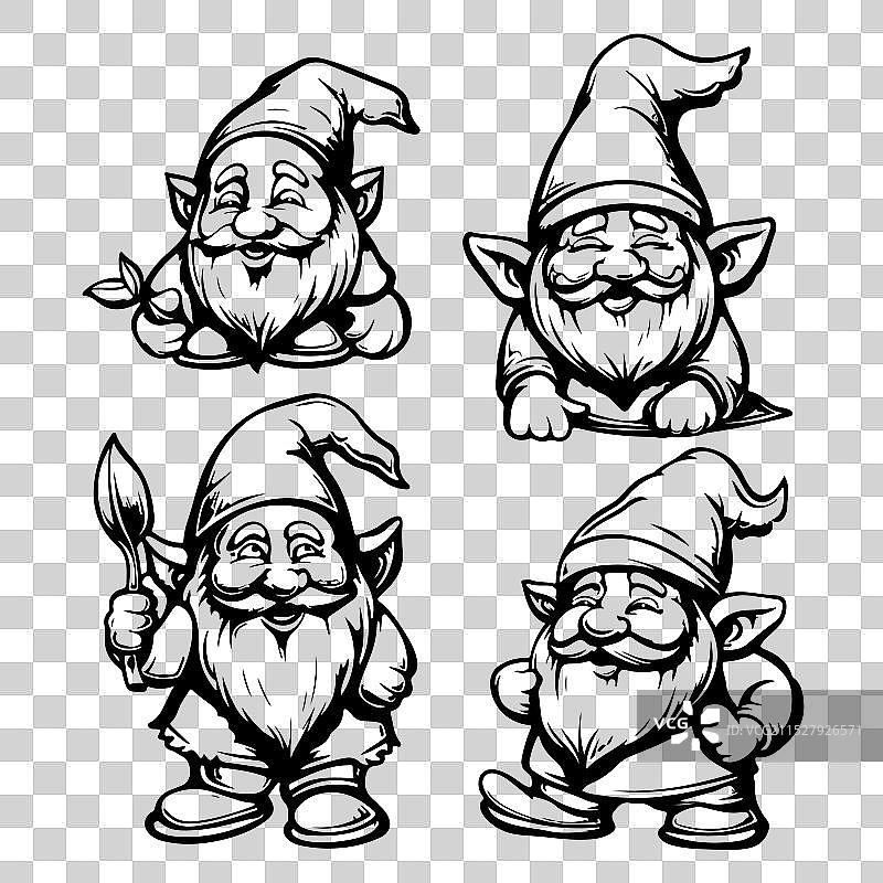 可爱的花园侏儒素描图片素材