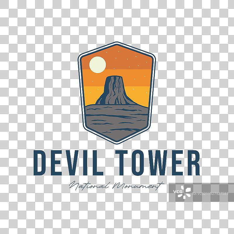 恶魔塔国家纪念碑轮廓标志图片素材