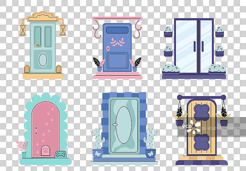 一组房屋门的外立面和外观图片素材