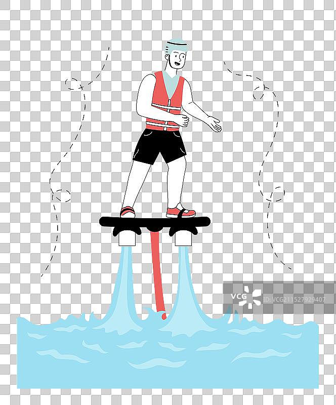 年轻男子在飞板上飞行图片素材