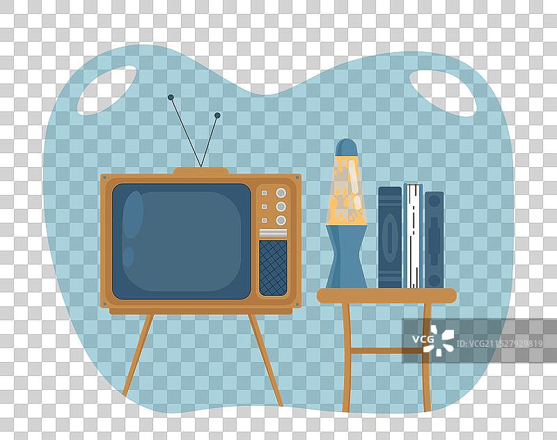 复古电视概念，木腿上的电视机图片素材