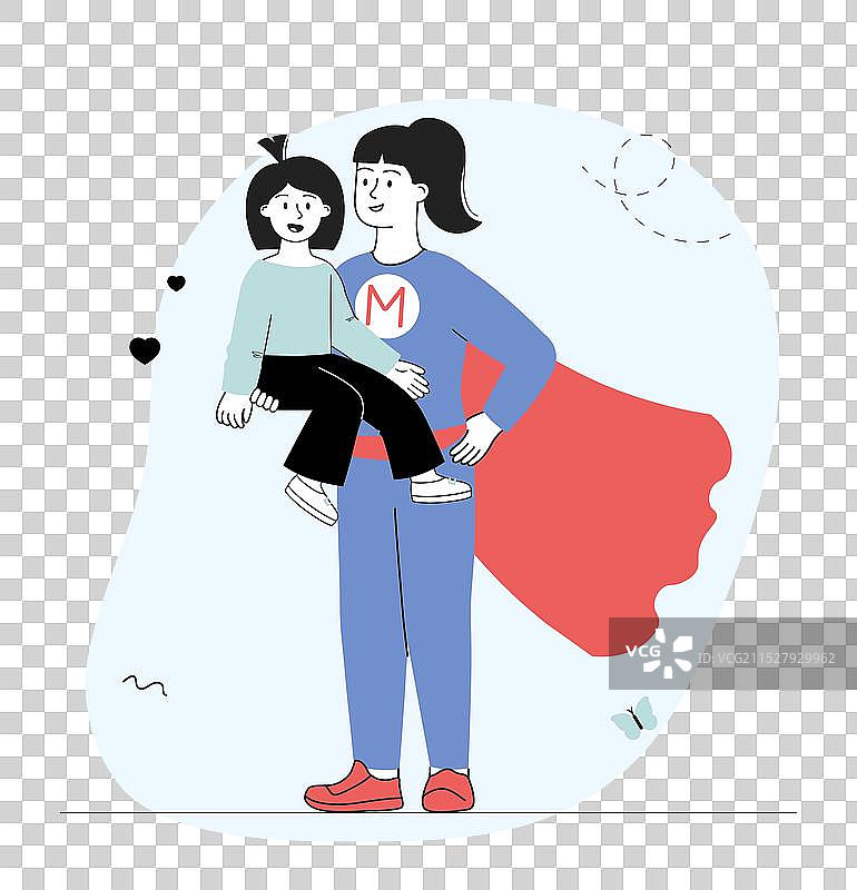 超级妈妈与女儿，女超人图片素材