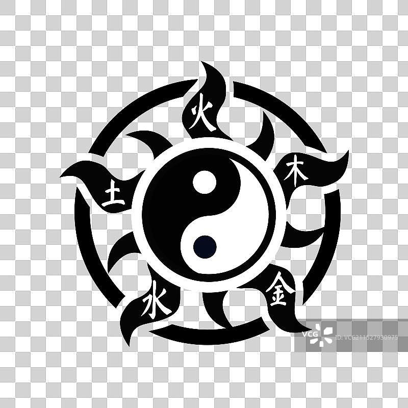 阴阳符号 火 黑白图片素材