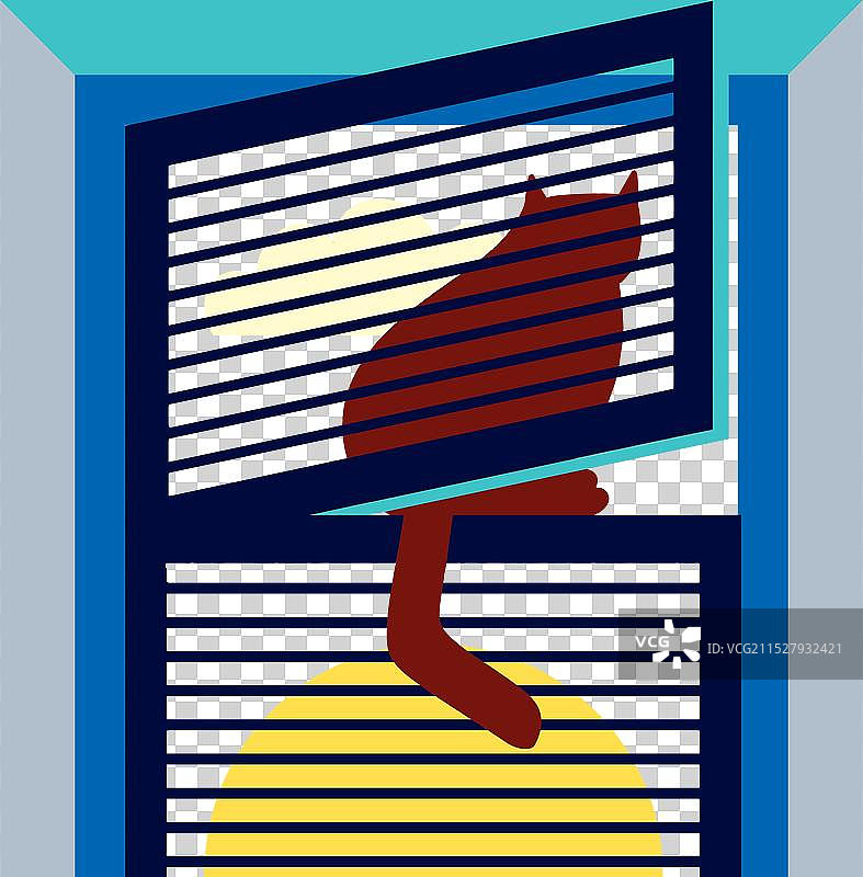 猫咪透过窗户向外张望的图形图片素材