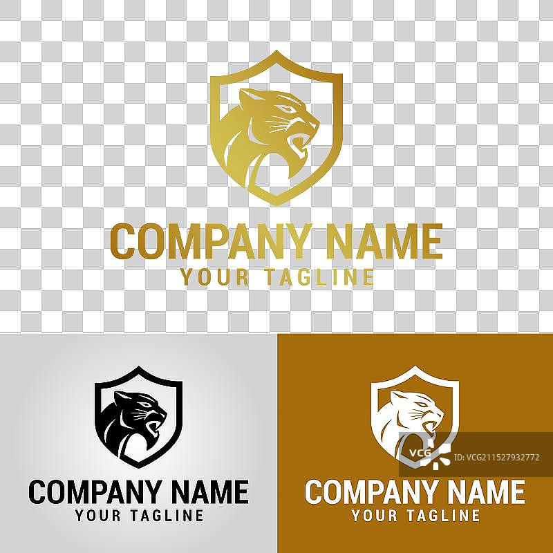 黑豹标志设计与盾牌模板图片素材