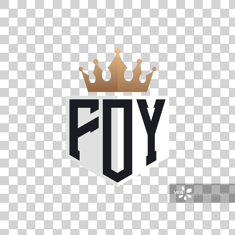 奢华的FOY标志，带有优雅的王冠和首字母FOY图片素材
