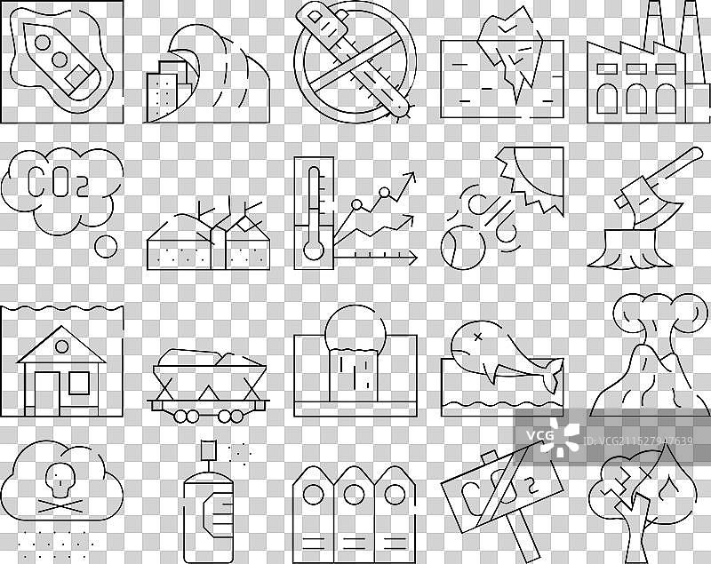 全球变暖问题图标集合图片素材