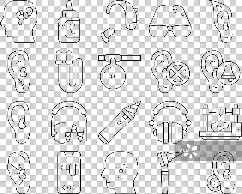 听力设备集合图标集图片素材