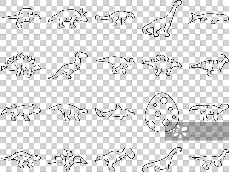 恐龙野生动物图标集合图片素材