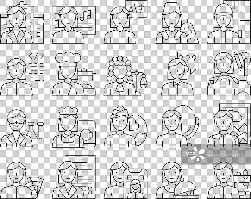 女性职业图标集合图片素材