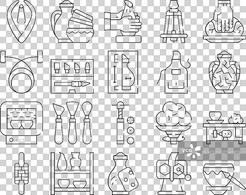 陶艺生产图标集合图片素材