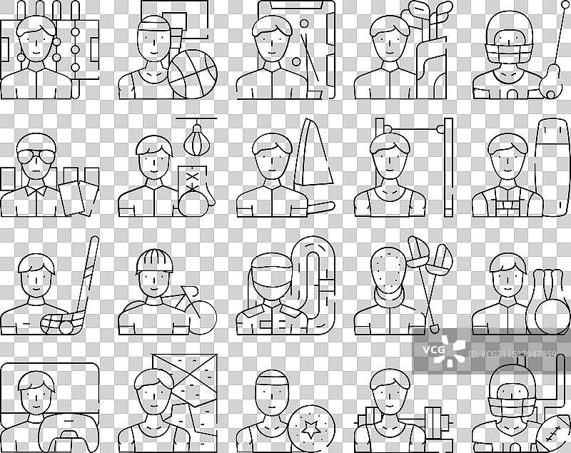 男性运动活动图标集合图片素材