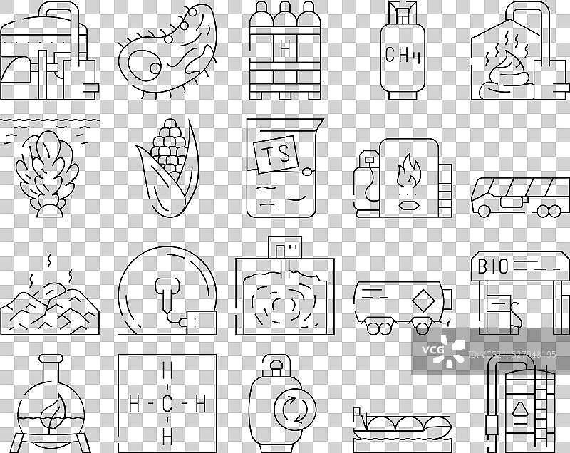 生物气能燃料收集图标集图片素材