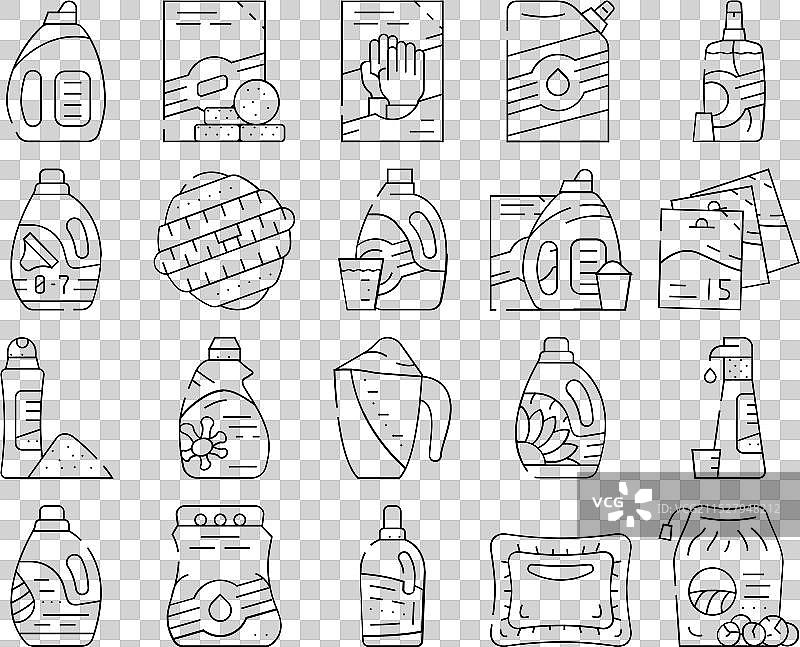 洗涤剂洗涤系列图标集图片素材