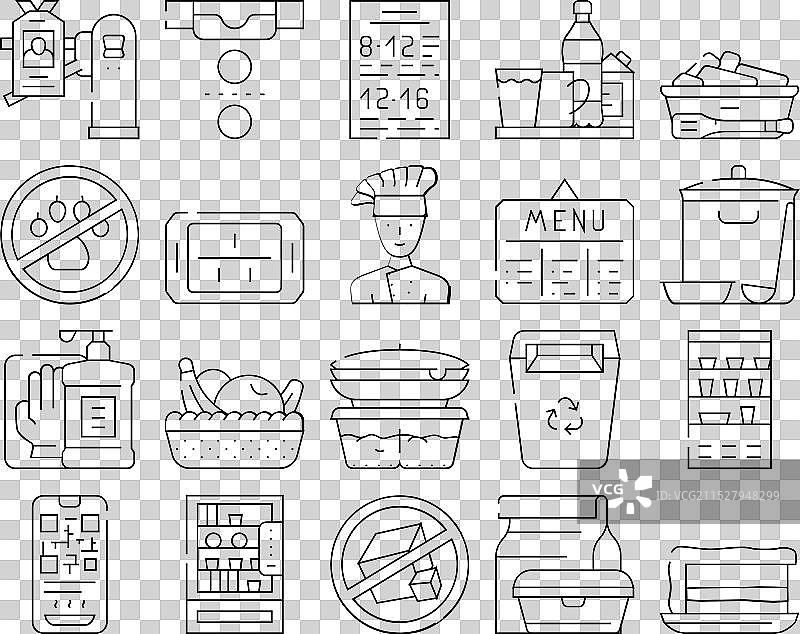 学校食堂菜单图标集合图片素材