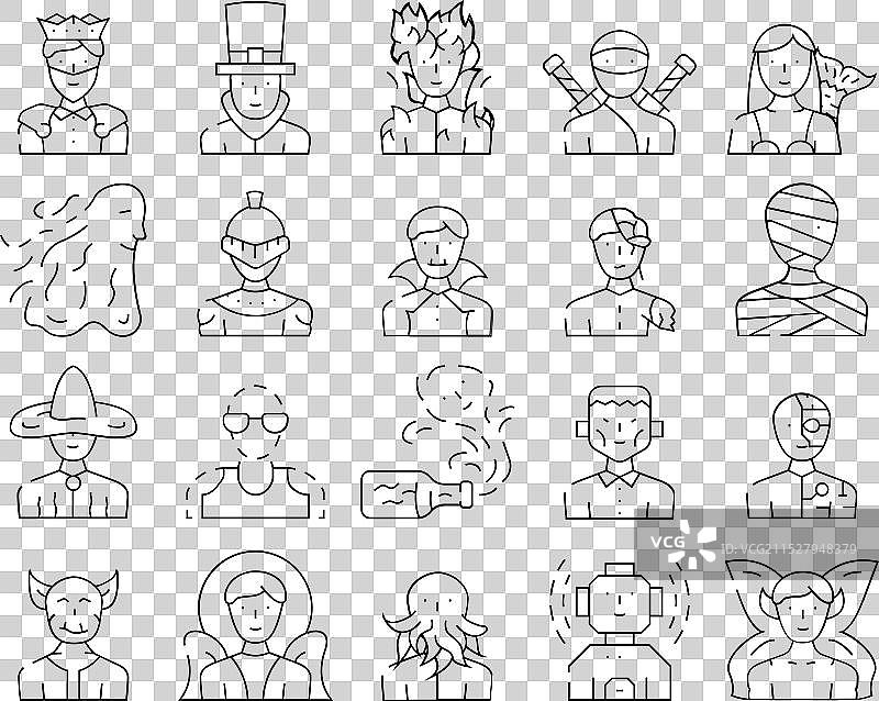 幻想与魔法角色图标集图片素材