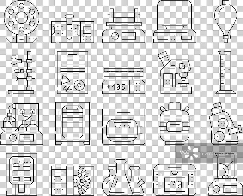 实验室分析设备图标集图片素材