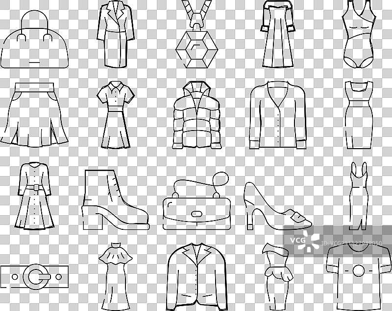 时尚商店服装和鞋子图标集图片素材