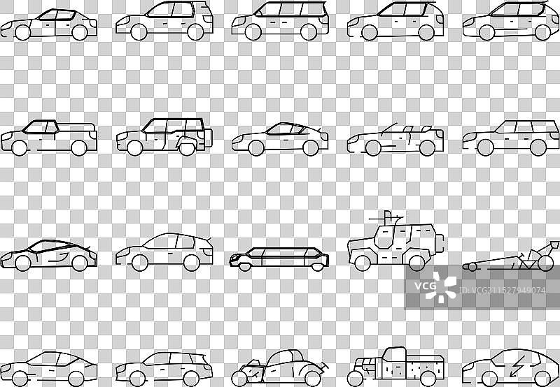 汽车运输不同车身类型图标集图片素材