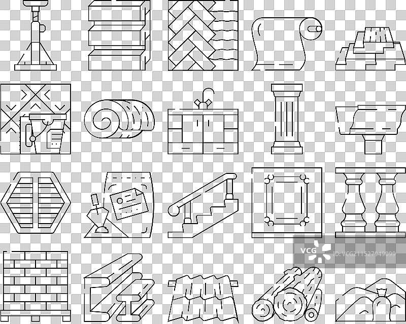 建筑材料和用品图标集图片素材