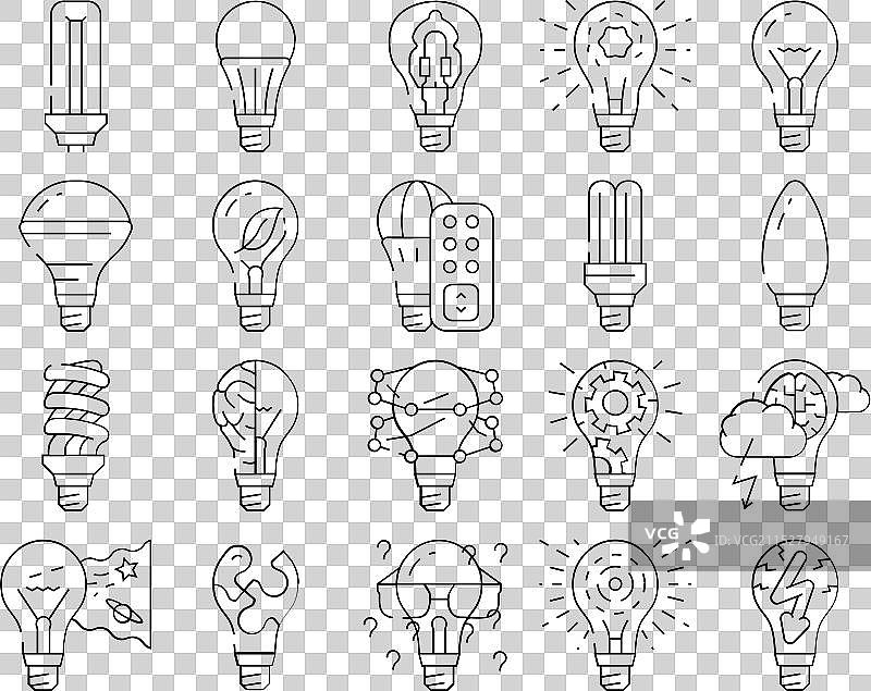 灯泡照明电气配件图标集图片素材