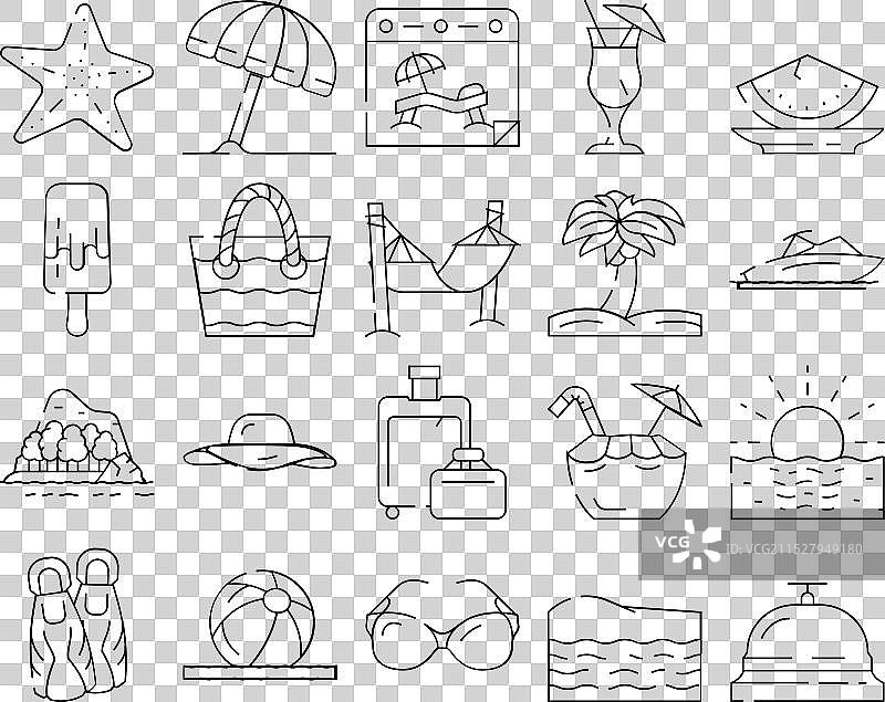 夏季假期享受旅行者图标集图片素材