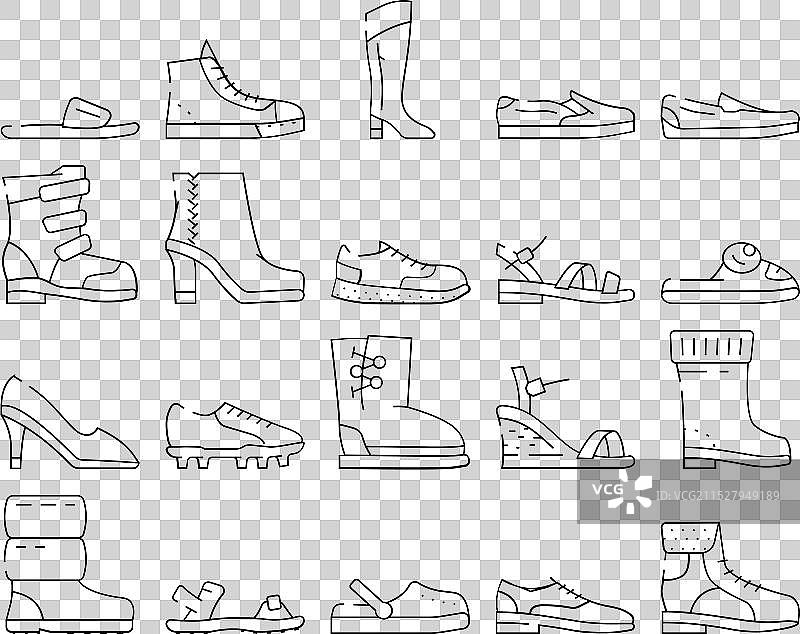 时尚奢华鞋类图标集图片素材