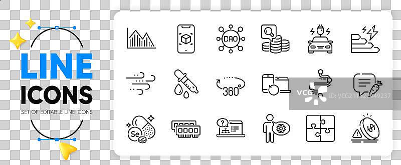 360度的RAM和检查线图标用于网页图片素材